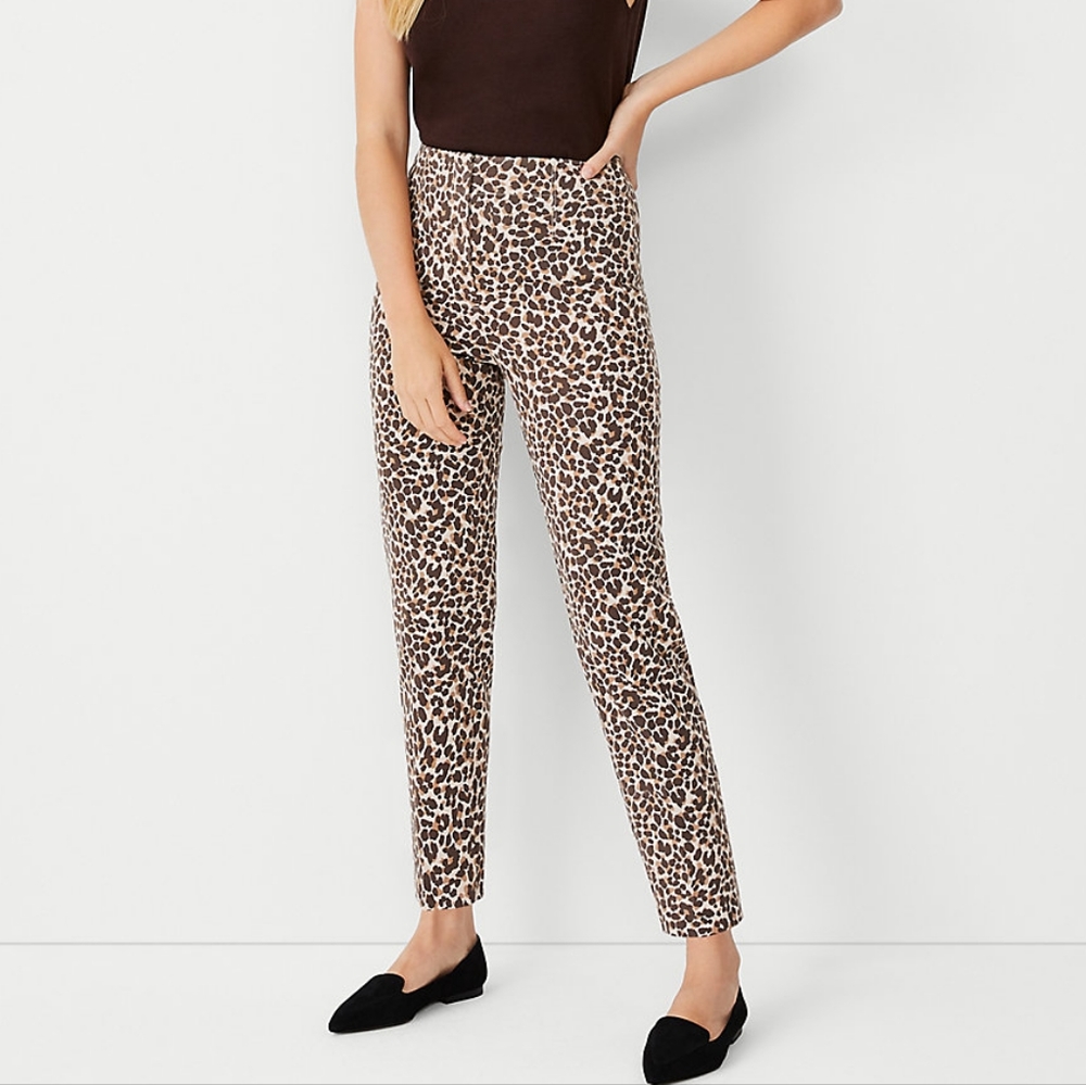 Ann Taylor animal leopard print slim ankle length pants, 32", …
